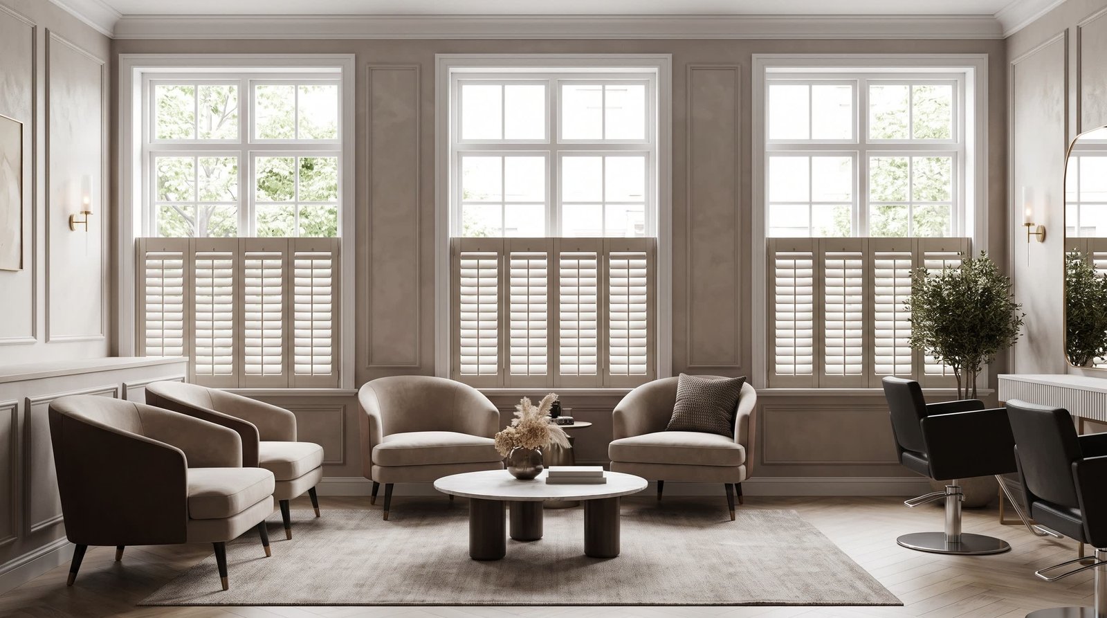 Premium Beauty Salon Waiting Area — Cafe Style Shutters