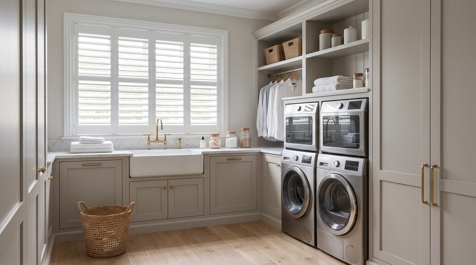 Elegant Utility And Laundry Room — Classic PVC Shutters