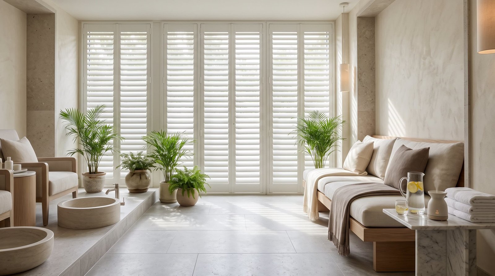 Luxury Indoor Spa Room — Classic PVC Shutters