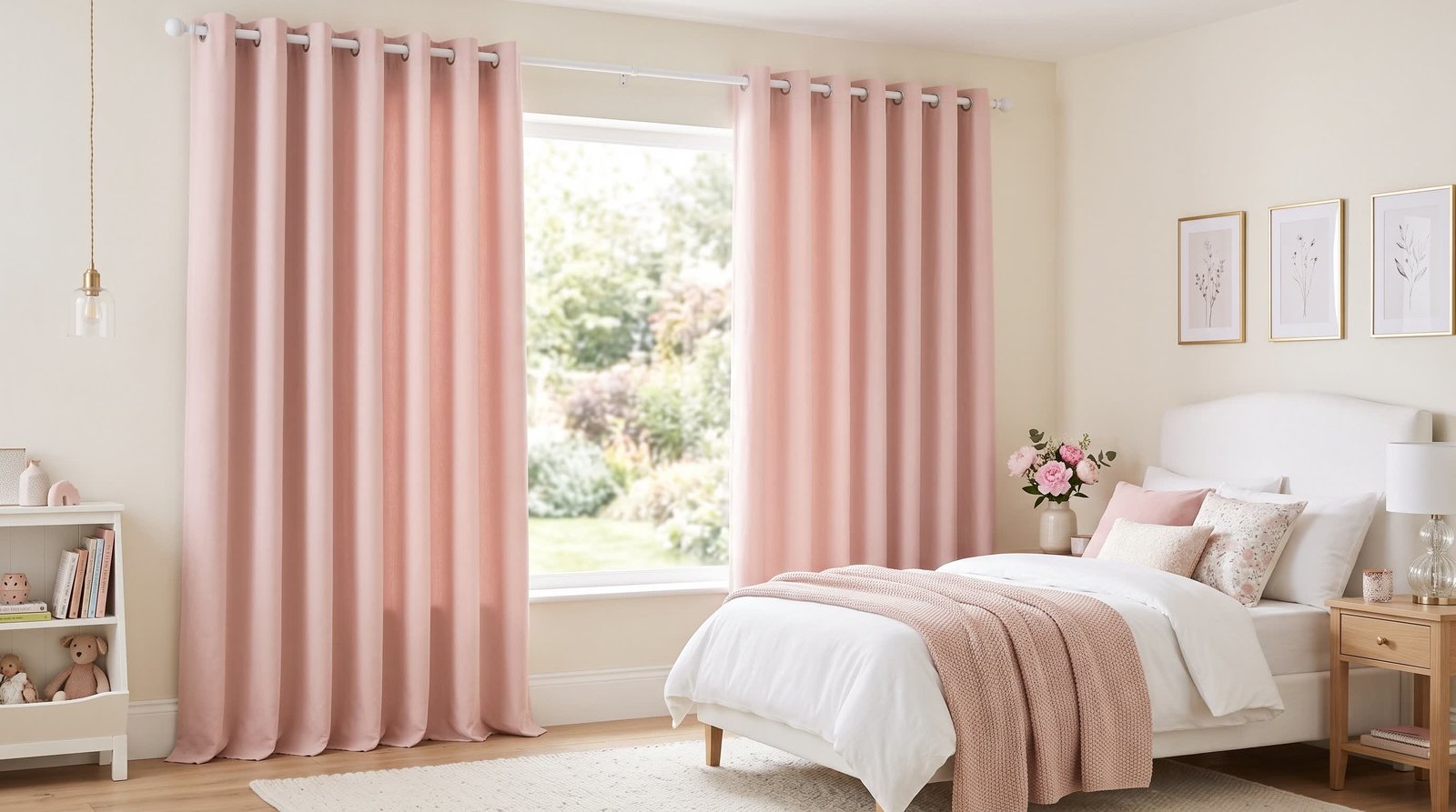 Elegant Pink Eyelet Curtains In A Girl'S Bedroom &mdash; Eyelet Curtains