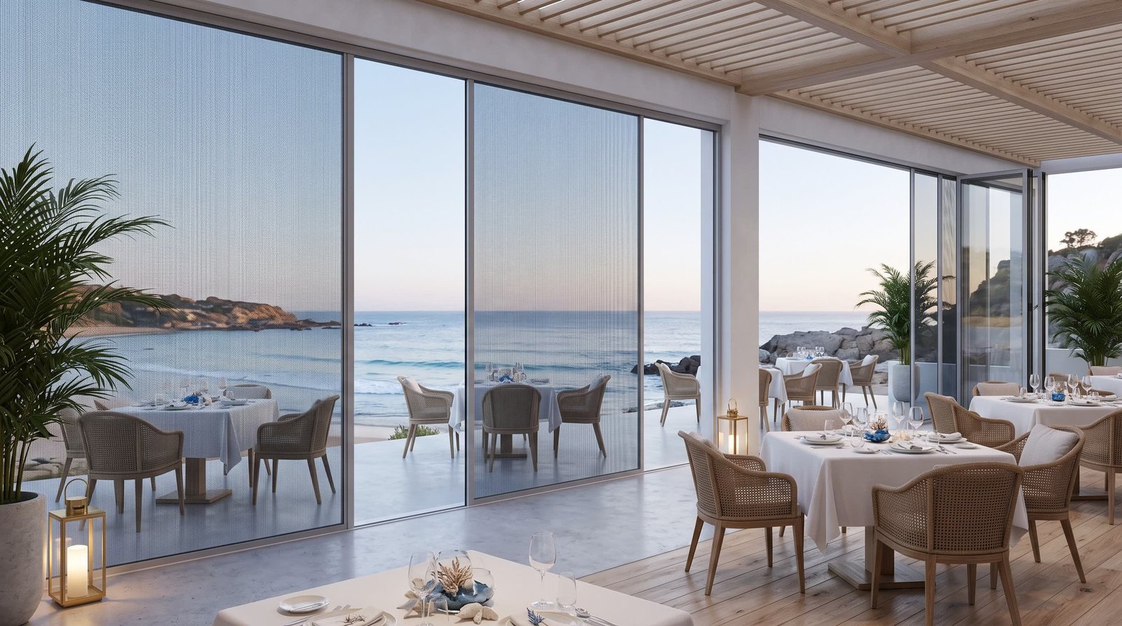 Coastal Seafood Restaurant Terrace — Fly Screen Blinds