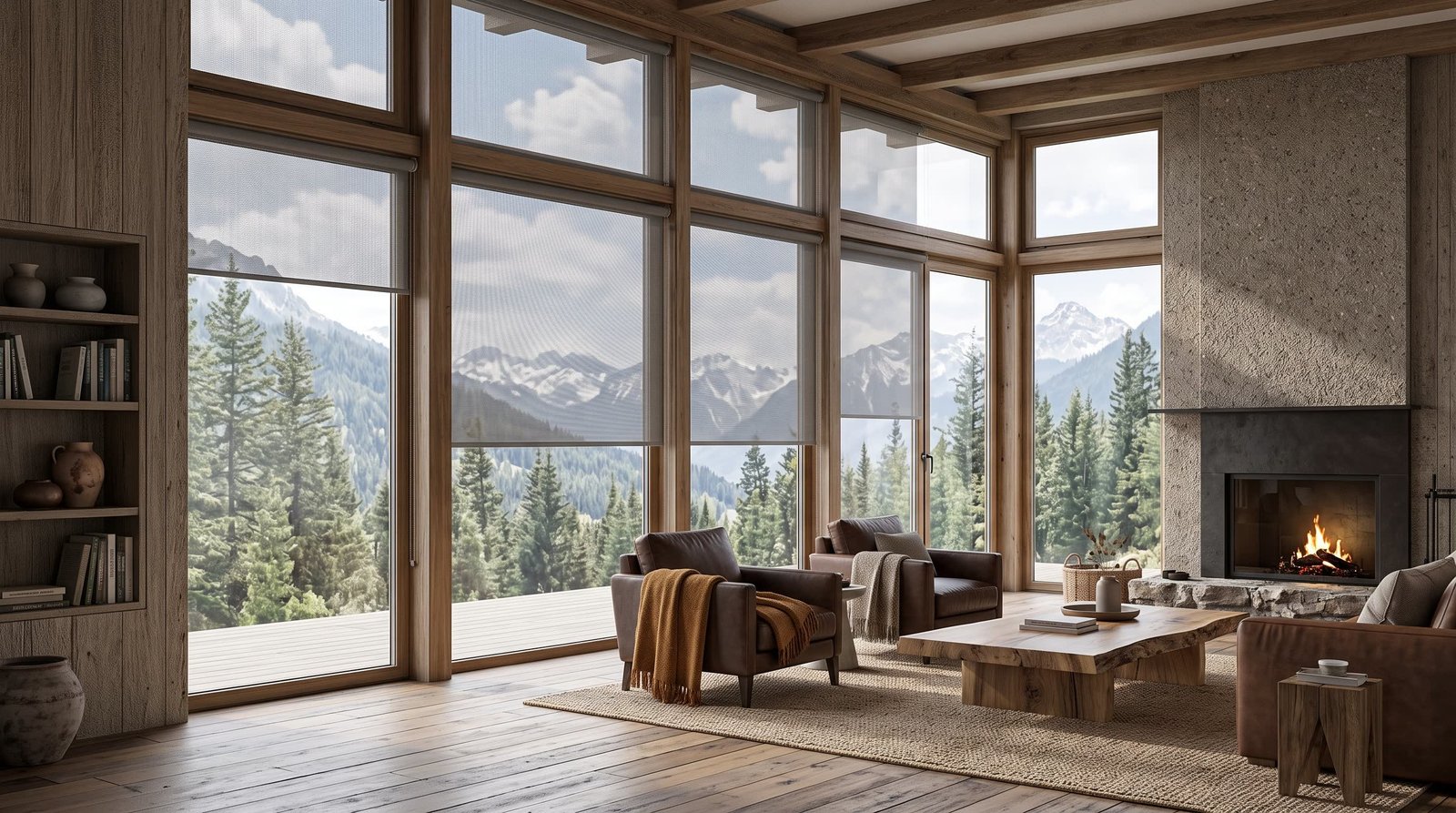 Mountain Eco Lodge Lounge — Fly Screen Blinds
