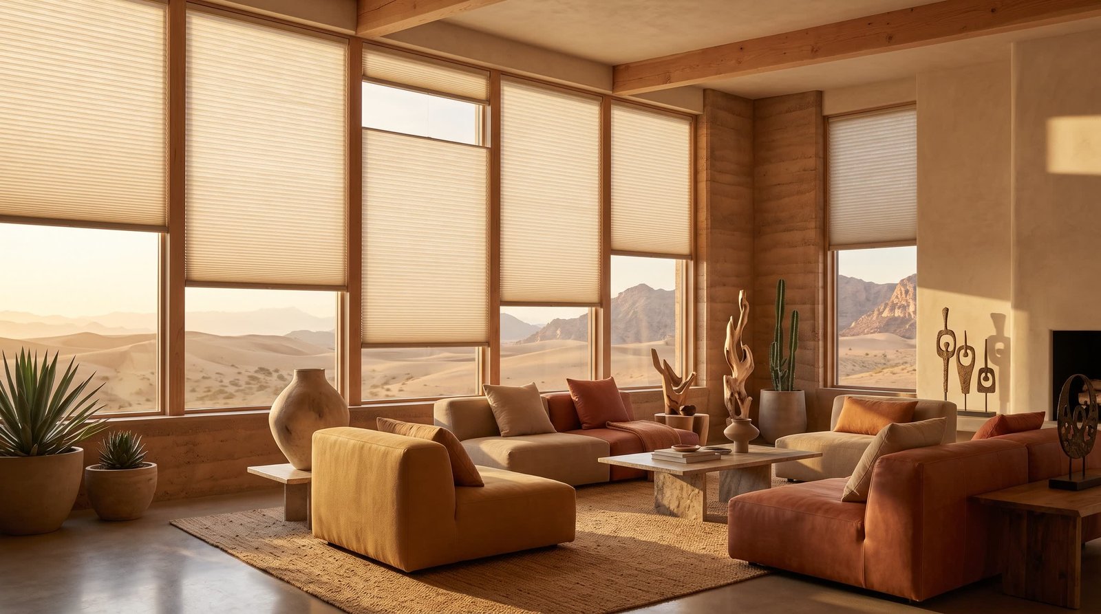 Desert Retreat Lounge — Honeycomb Blinds