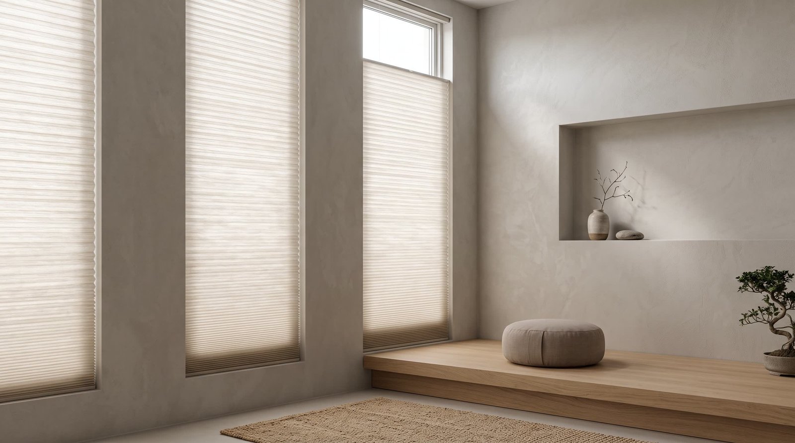 Minimalist Meditation Room — Honeycomb Blinds