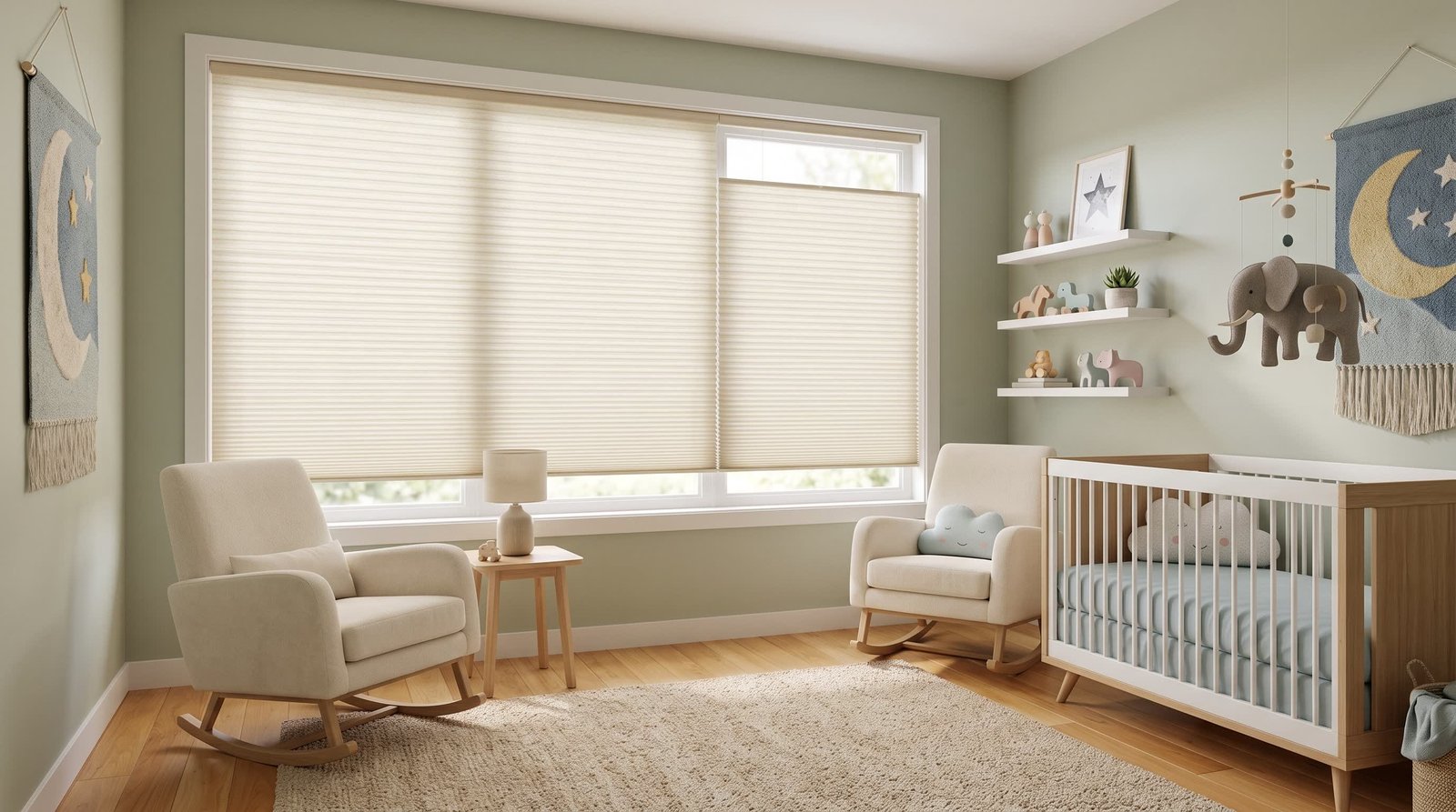 Modern Baby Nursery — Honeycomb Blinds