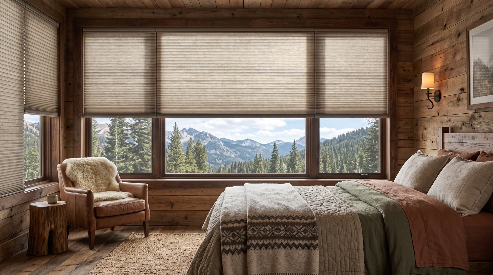 Mountain Cabin Guest Room — Honeycomb Blinds