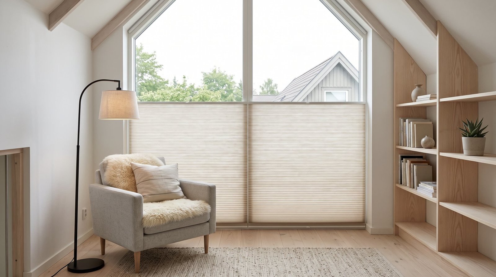 Scandinavian Reading Loft — Honeycomb Blinds