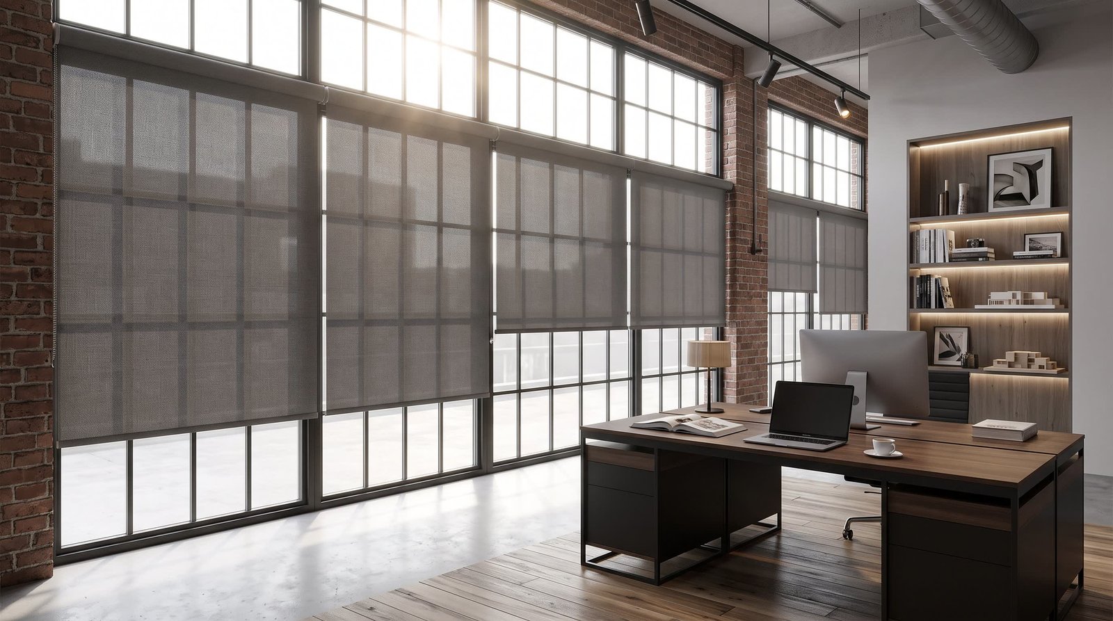 Contemporary Loft Workspace &mdash; Motorised Blinds