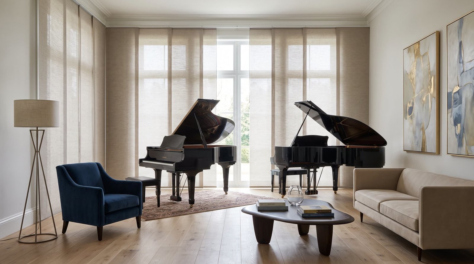Sophisticated Piano Salon — Panel Blinds