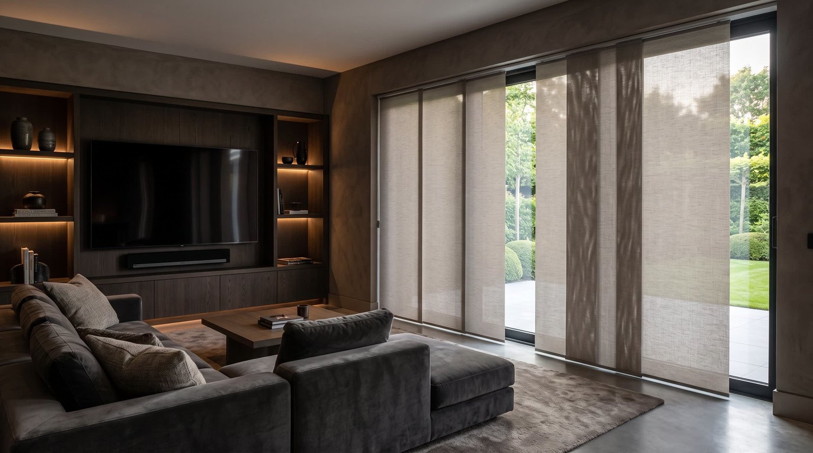 Premium Media Lounge — Panel Blinds