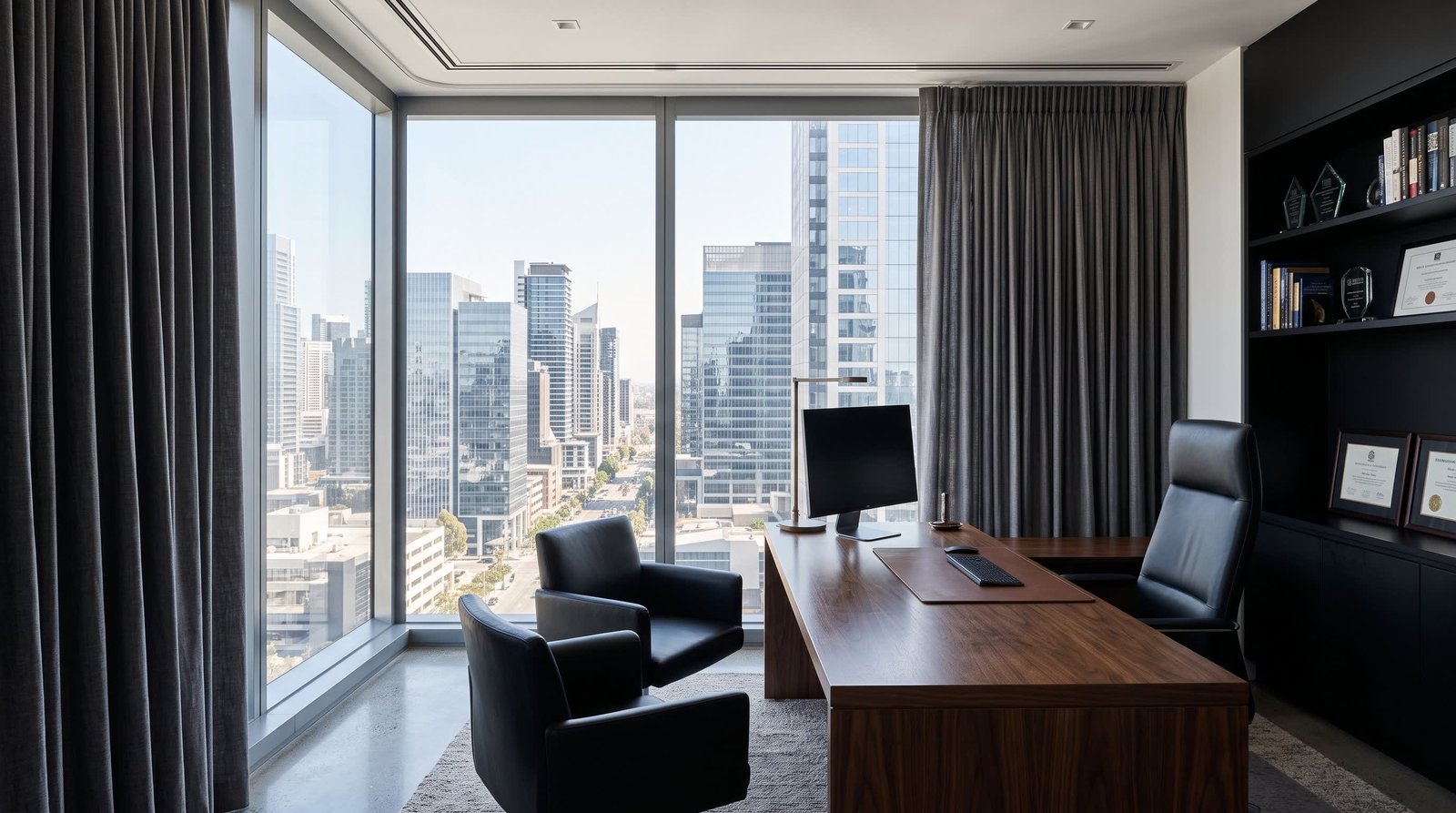 Luxury Penthouse Living Room — Pinch Pleat Curtains