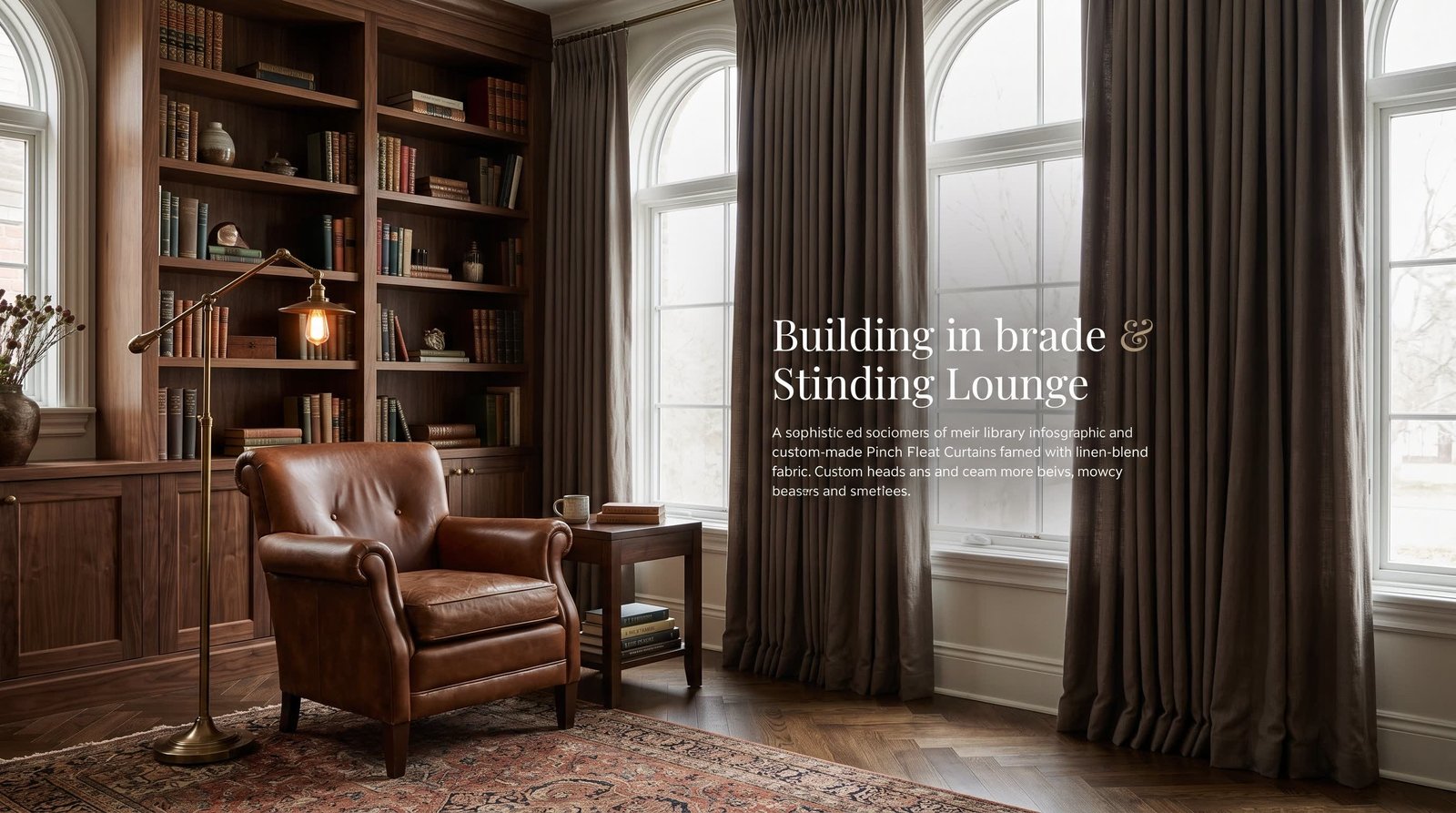 Sophisticated Library Lounge — Pinch Pleat Curtains