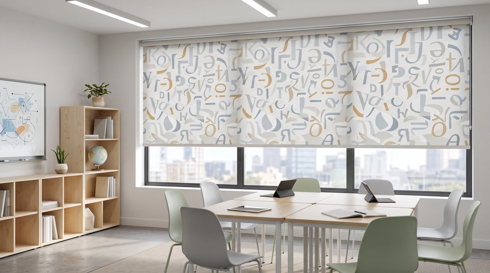 Contemporary Language Learning Room &mdash; Printed Blinds
