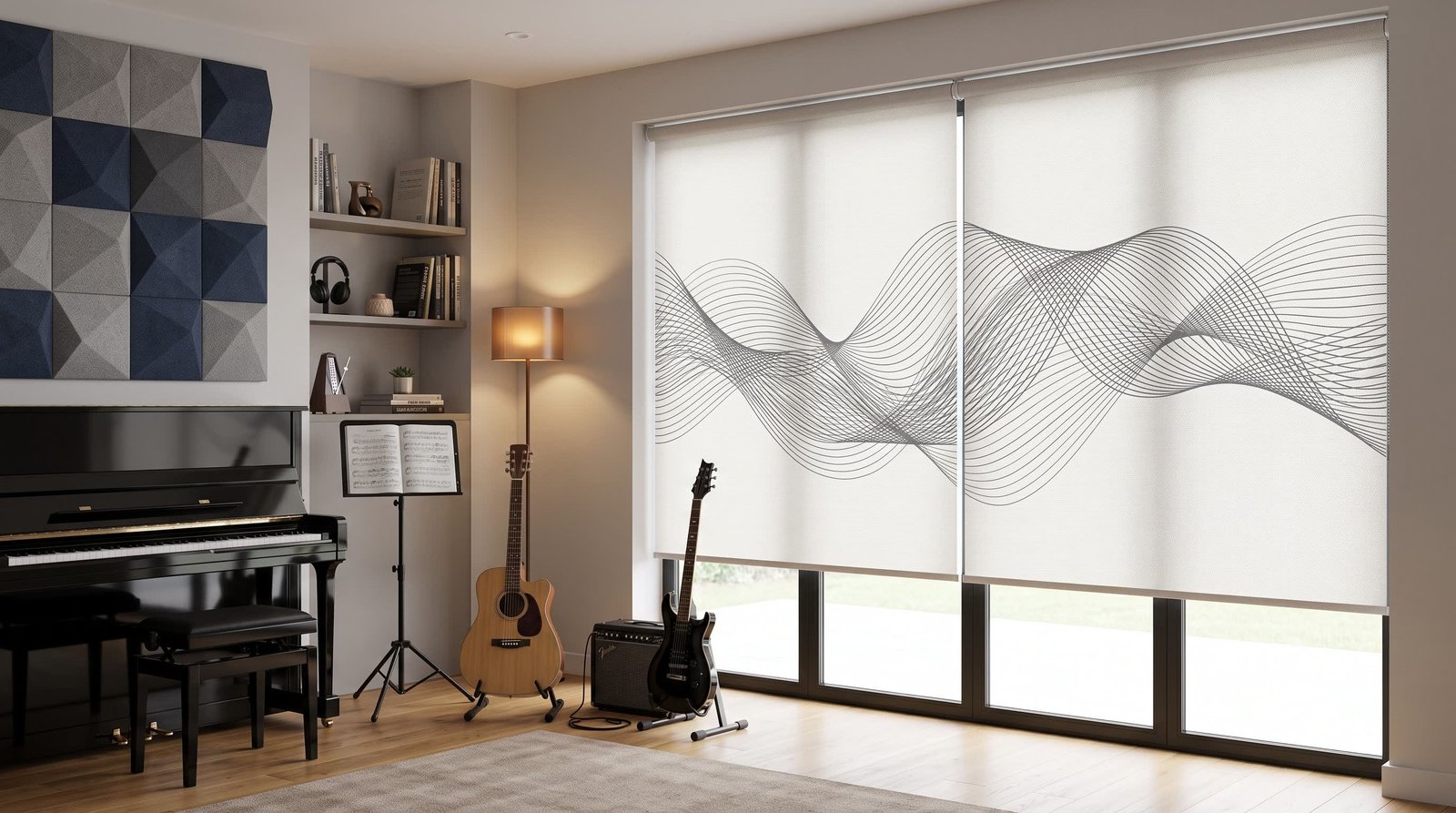 Modern Home Music Practice Room &mdash; Printed Blinds