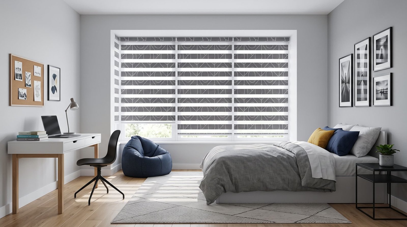 Stylish Teen Bedroom — Printed Duplex Blinds