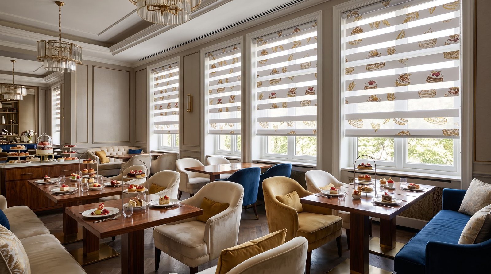 Premium Dessert Tasting Room — Printed Duplex Blinds
