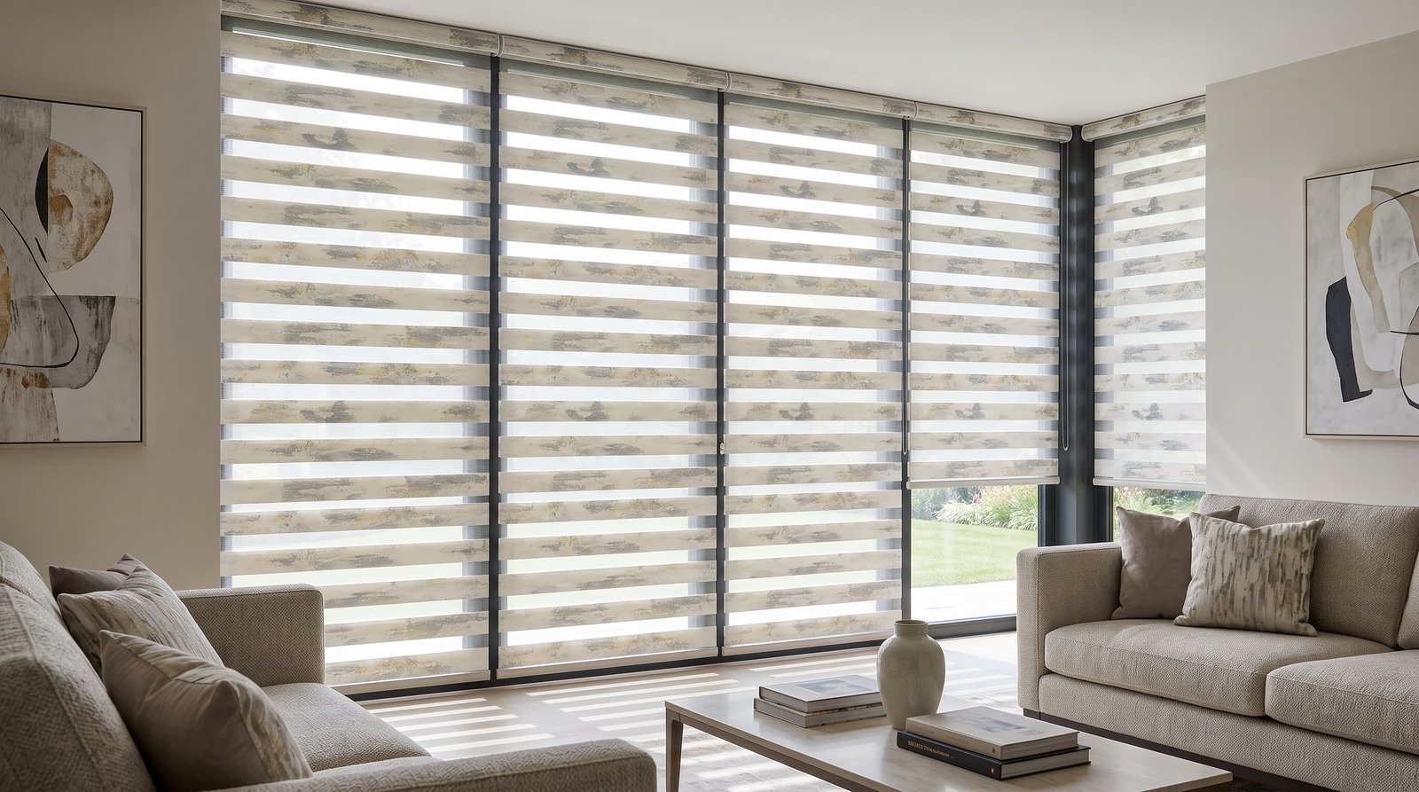 Contemporary Guest Sitting Room — Printed Duplex Blinds