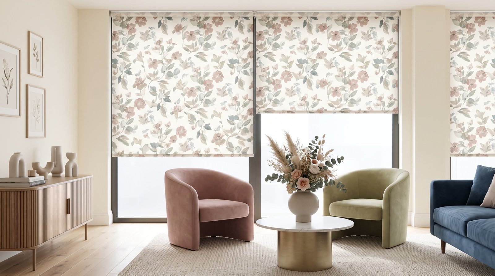 Contemporary Floral Consultation Lounge — Printed Roller