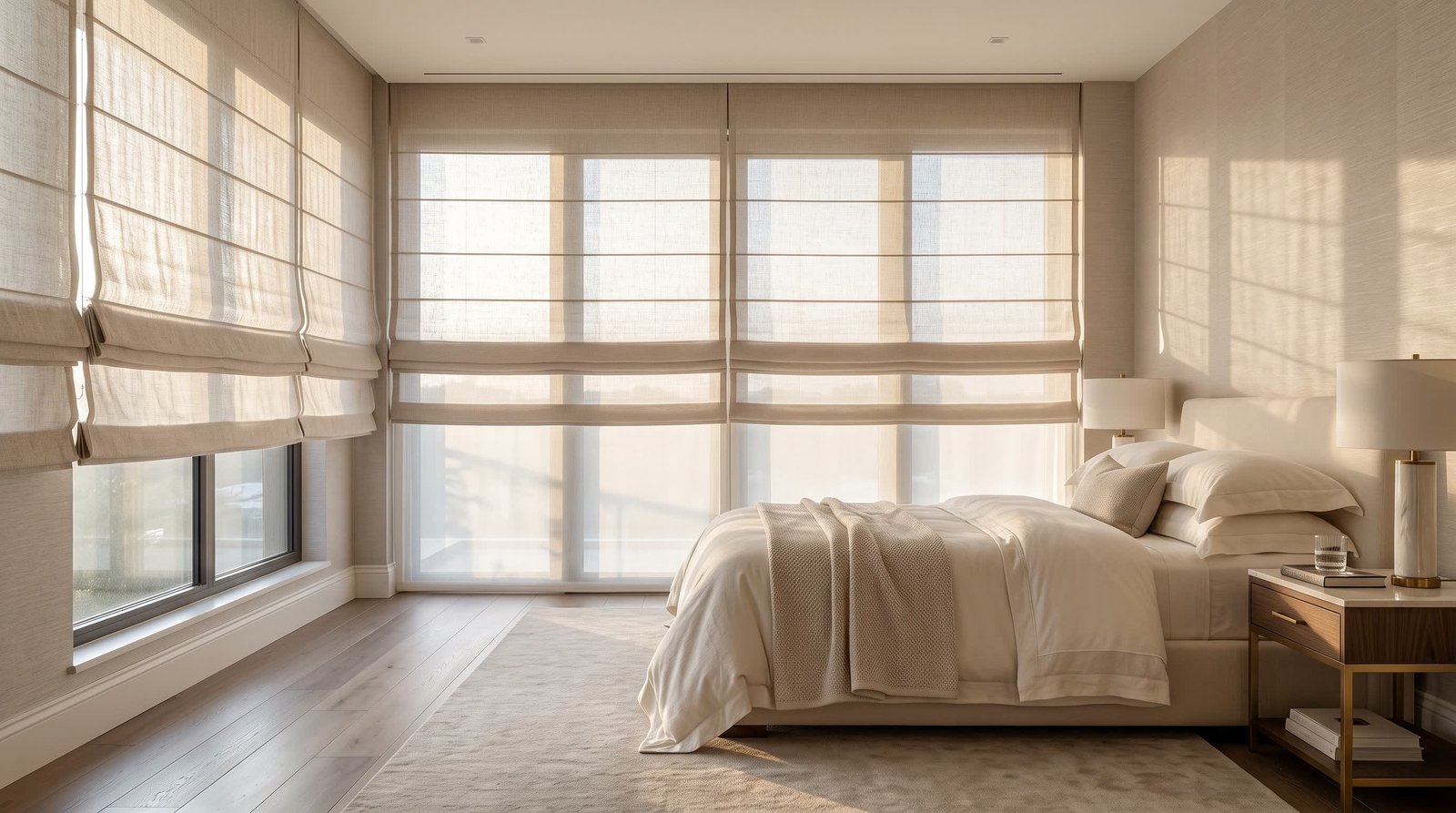 Luxury Bedroom — Roman Blinds