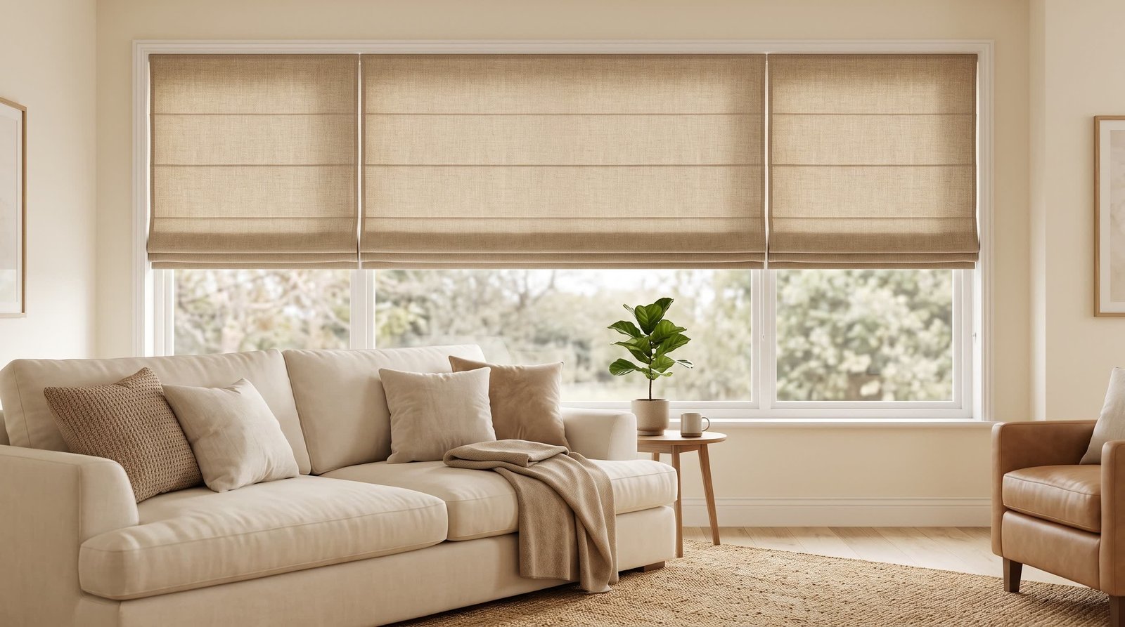 Roman Blinds in a Cozy Family Room — Roman Blinds