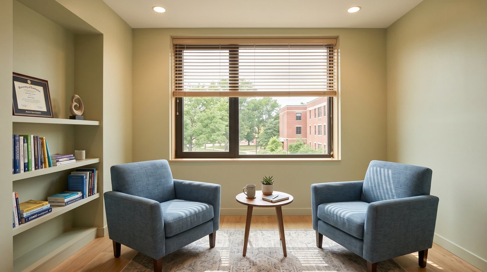 After: School Blinds fitted with a clean, layered finish