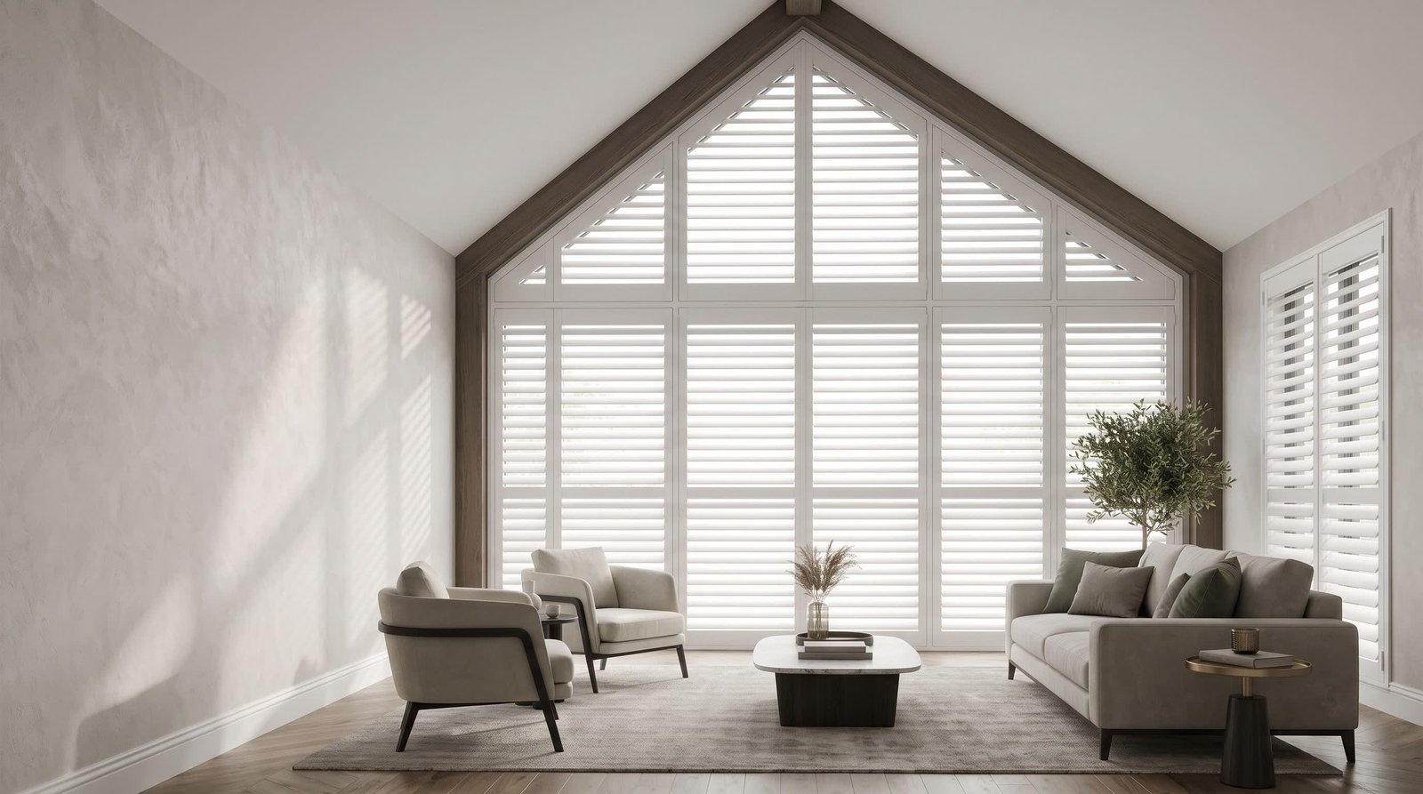 Contemporary Apex Ceiling Lounge — Shaped Shutters
