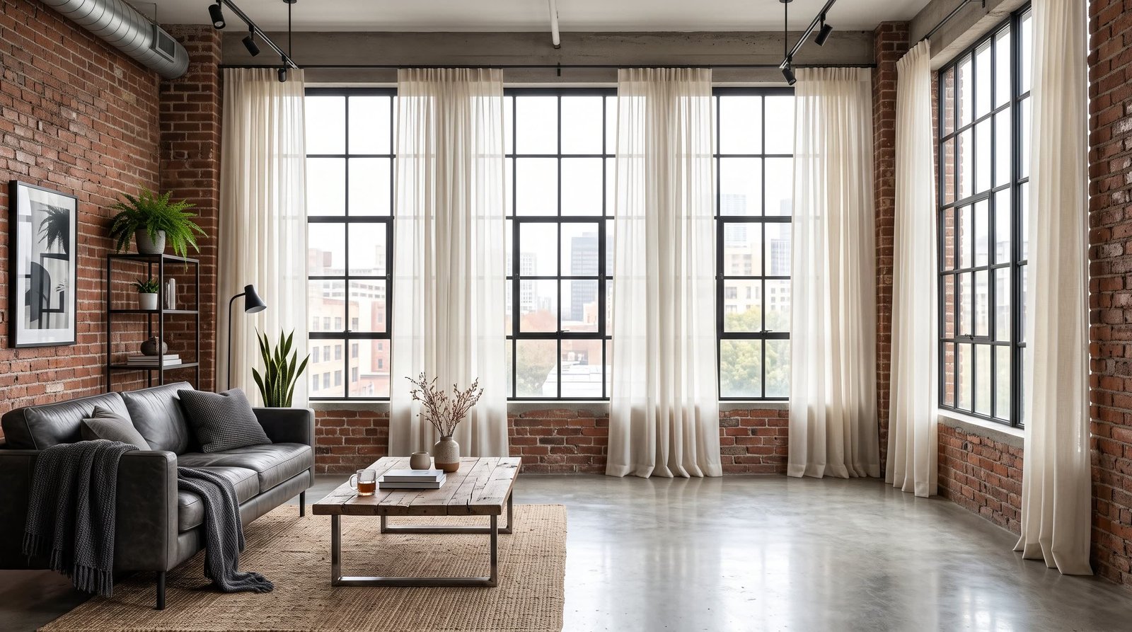 Industrial Loft Apartment &mdash; Sheer Curtains
