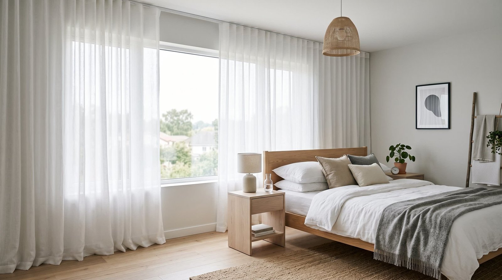 Scandinavian Bedroom &mdash; Sheer Curtains