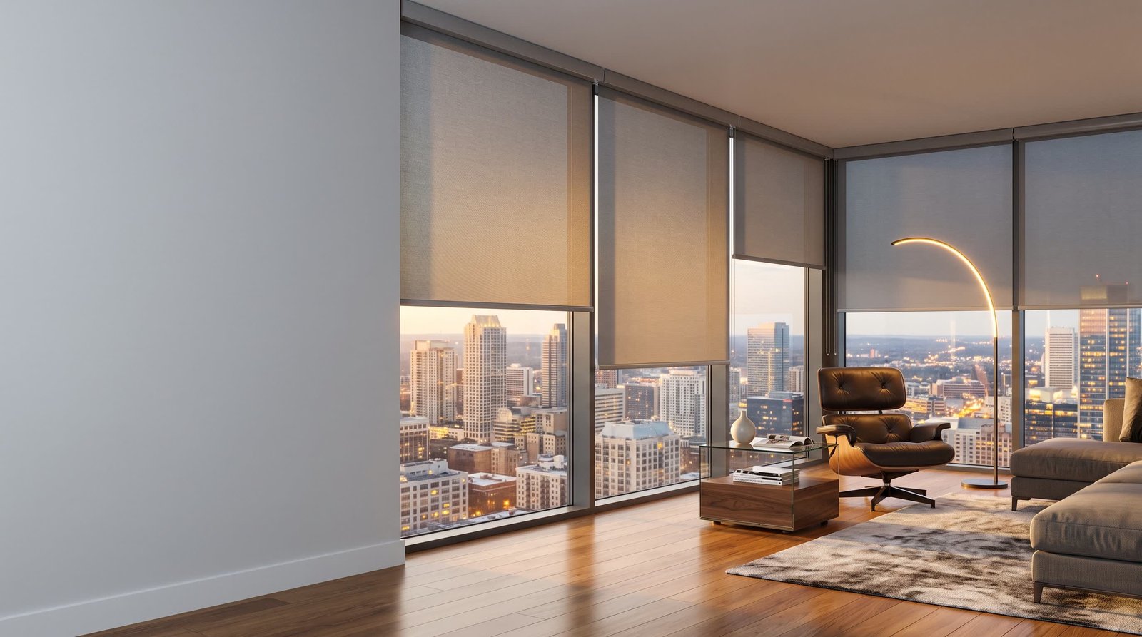 Luxury Apartment with Skyline View — Signature Designer Blinds