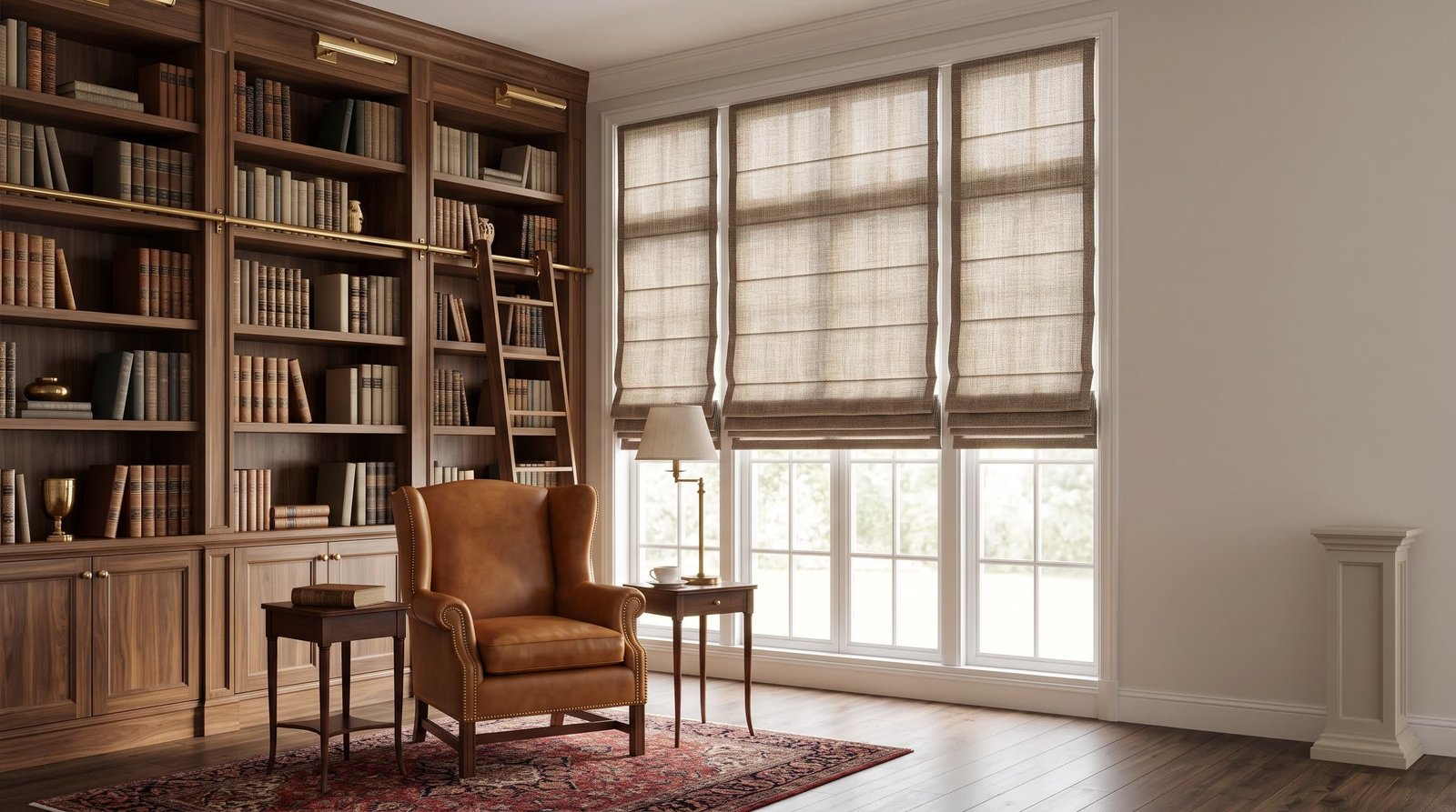 Classic Transitional Home Library — Signature Designer Blinds