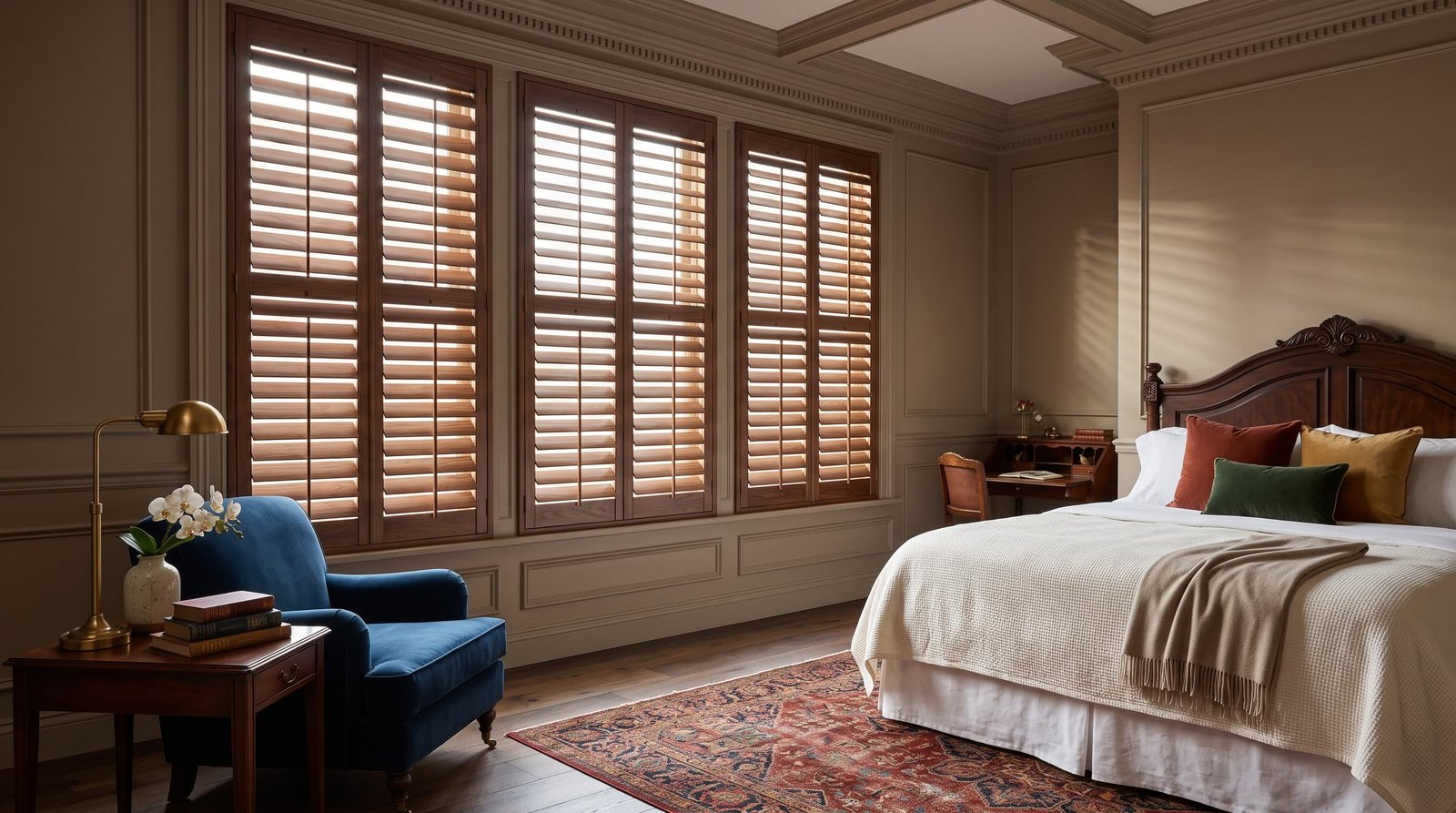 Boutique Heritage Hotel Suite — Signature Wood Shutters
