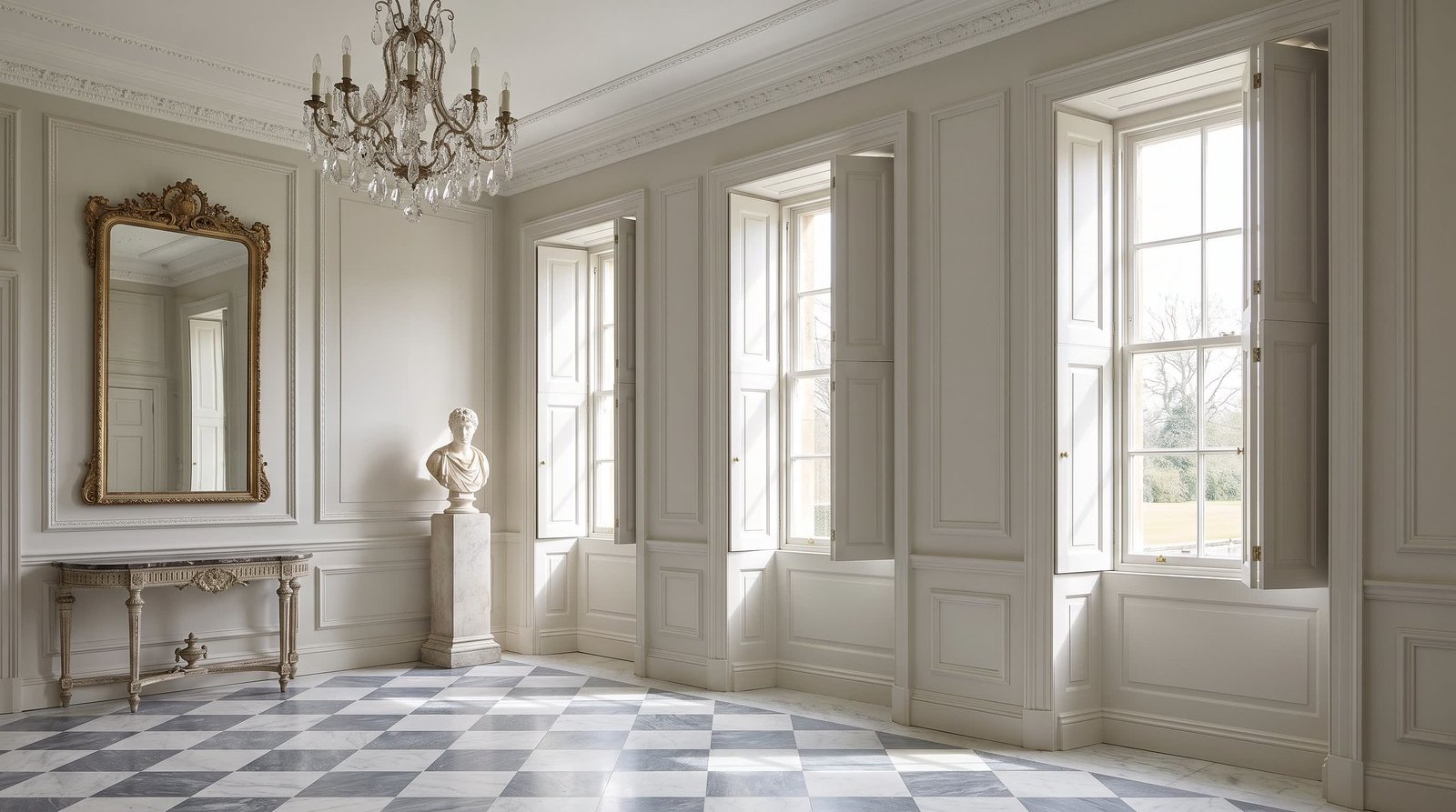 Heritage Townhouse Sitting Room — Solid Panel Shutters