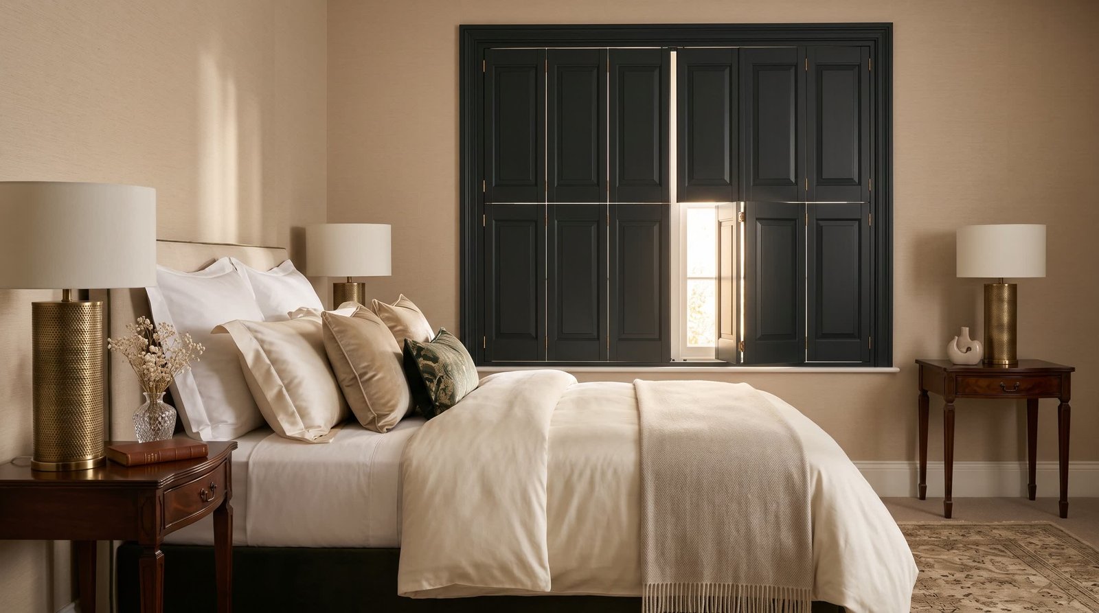 Upscale Home Library — Solid Panel Shutters