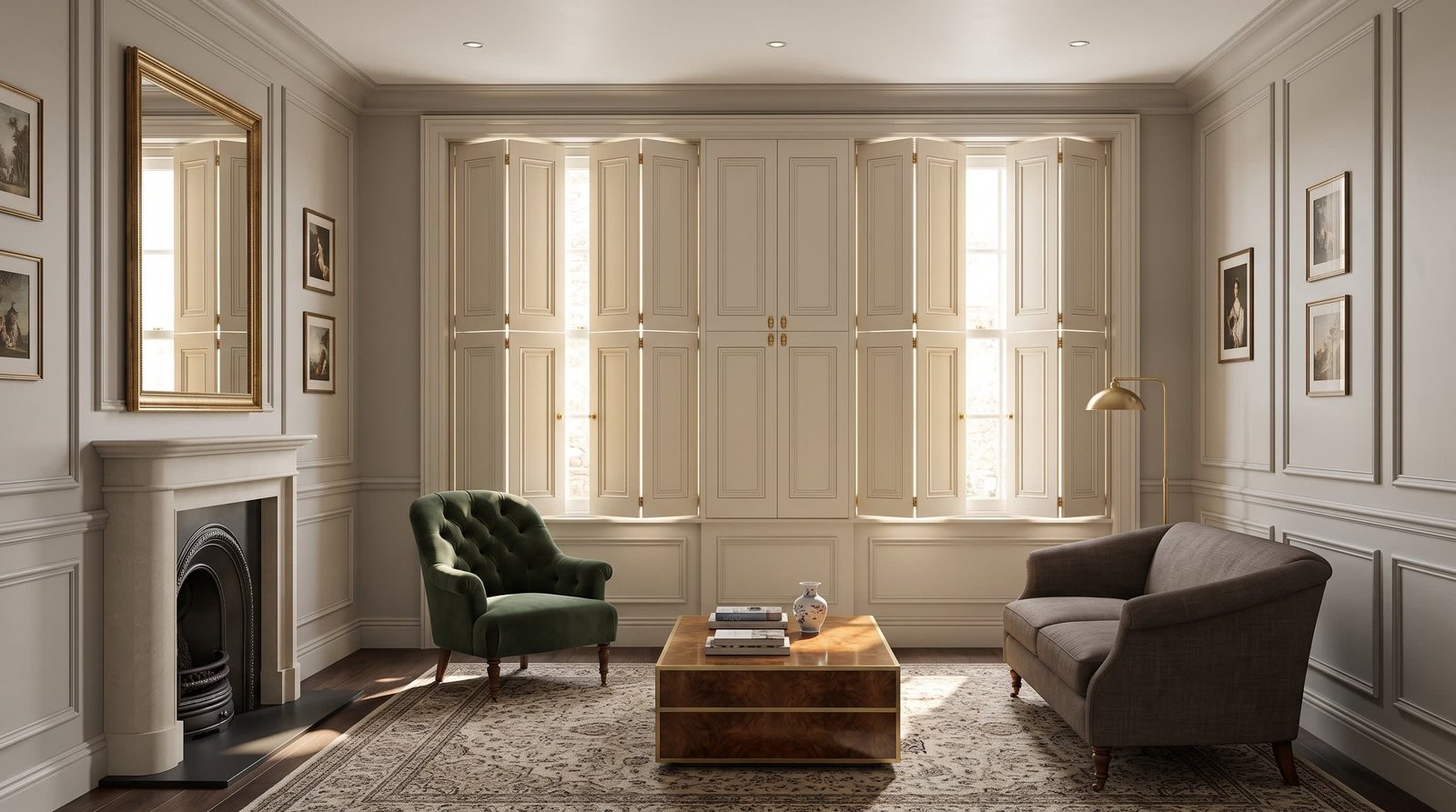 Luxury Period Entrance Room — Solid Panel Shutters