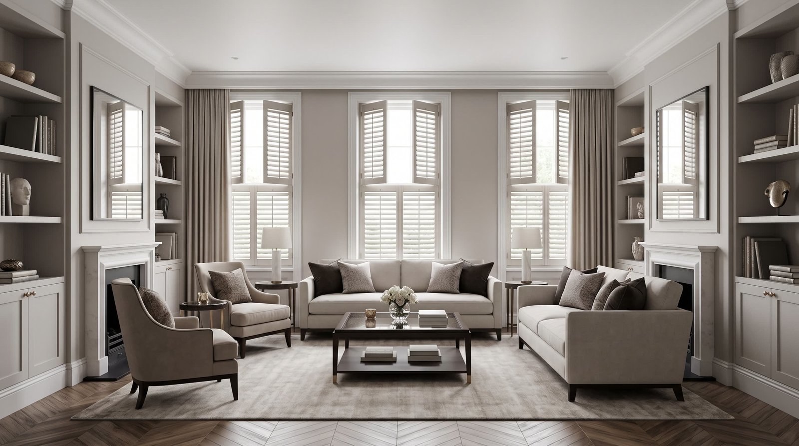 Elegant Georgian Drawing Room — Tier-on-Tier Shutters