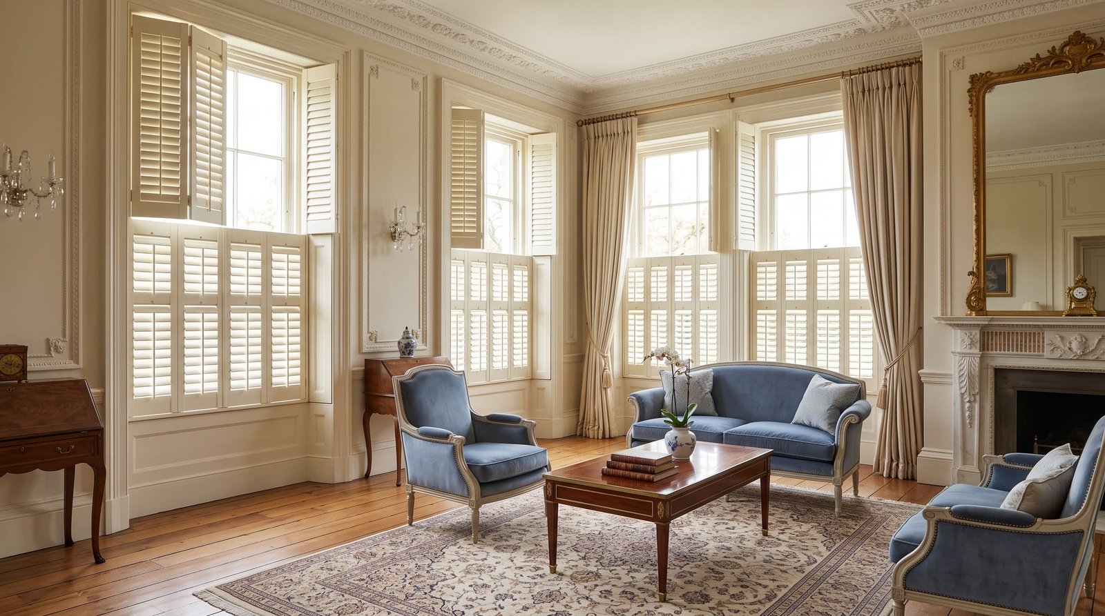 High-End Bathroom Retreat — Tier-on-Tier Shutters