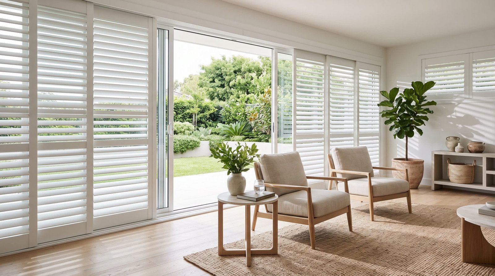 Modern Townhouse Lounge — Tracked Shutters