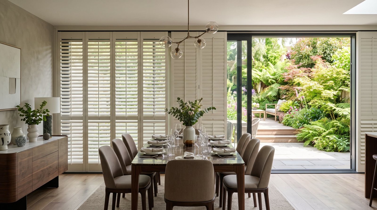 Refined Master Bedroom Suite — Tracked Shutters
