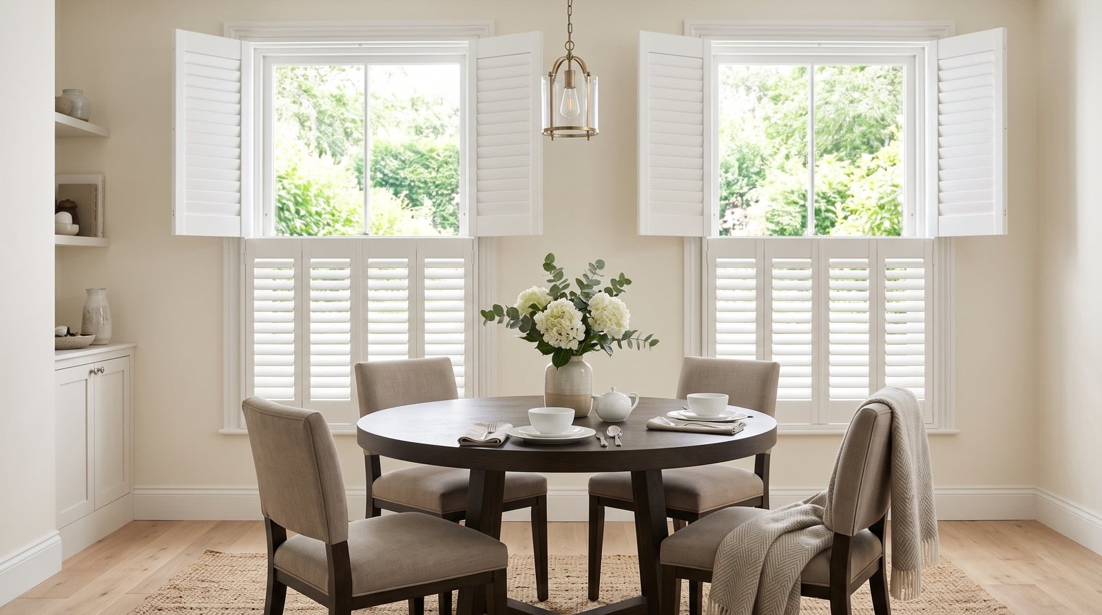 Designer Ground-Floor Dining Room — Tracked Shutters