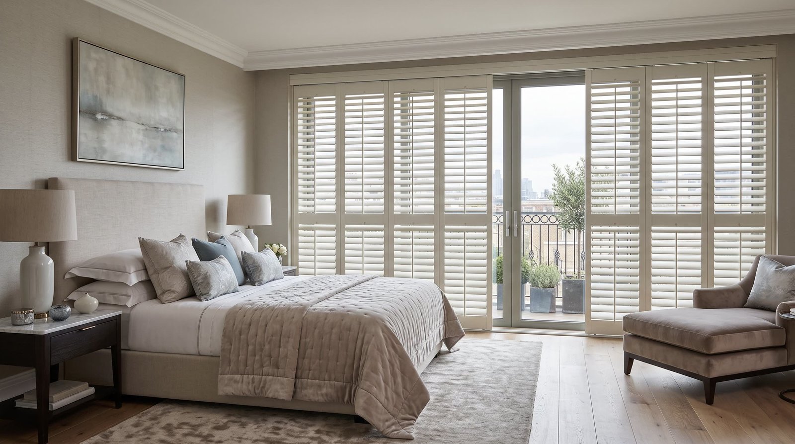 Premium Hallway Window Feature — Tracked Shutters