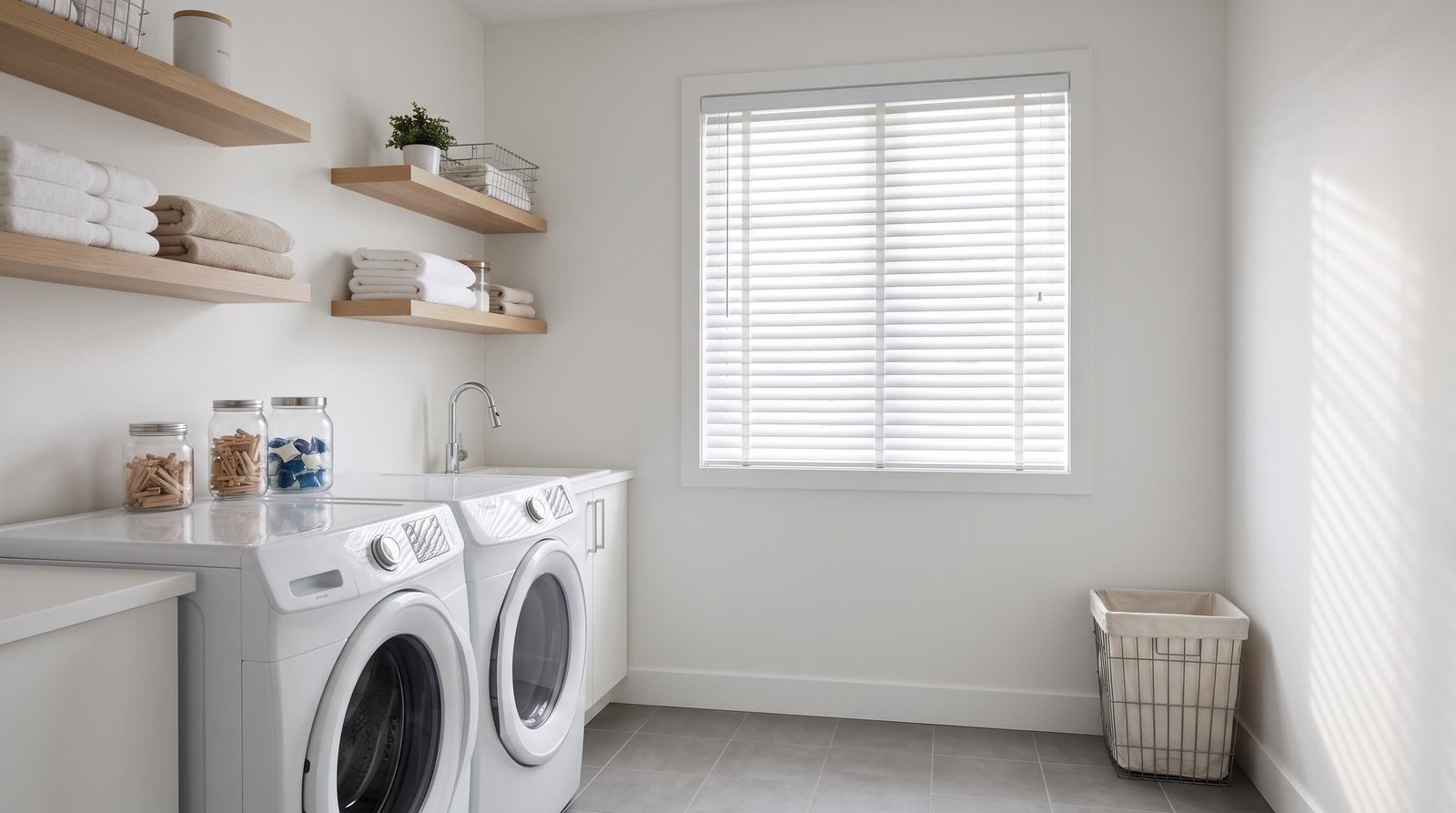 Minimalist Laundry Room — Venetian Blinds