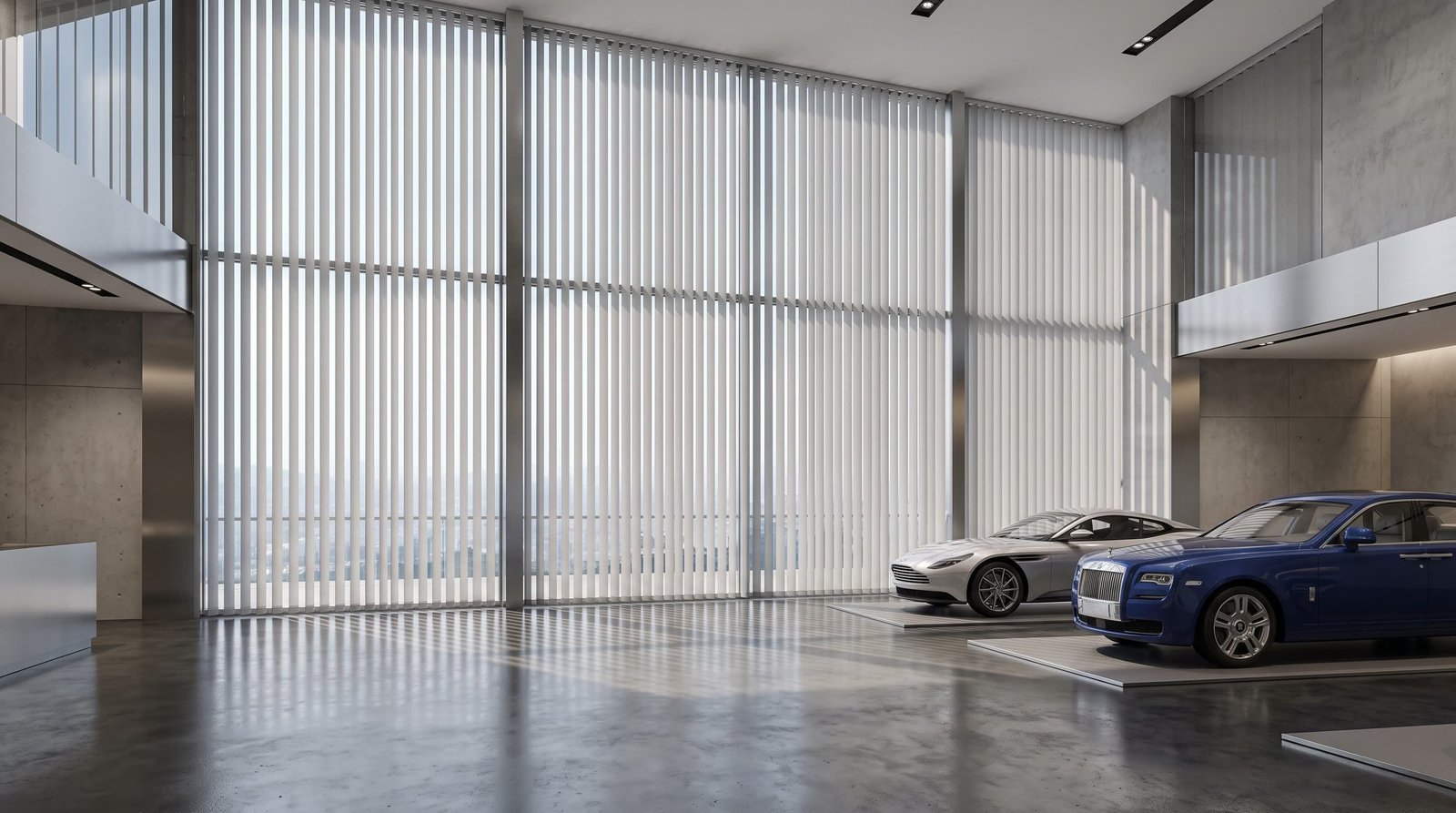 High-End Car Showroom &mdash; Vertical Blinds