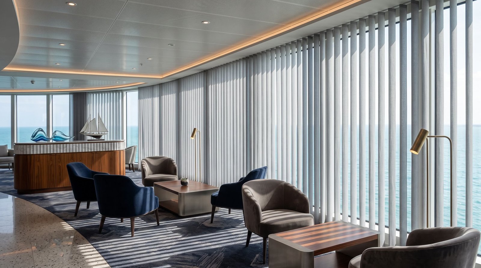 Luxury Cruise Ship Lounge &mdash; Vertical Blinds