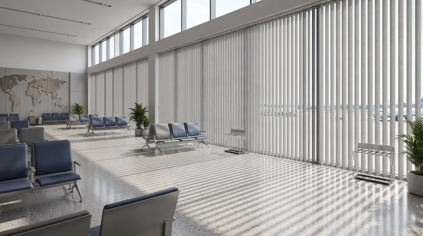 Modern Airport Lounge &mdash; Vertical Blinds