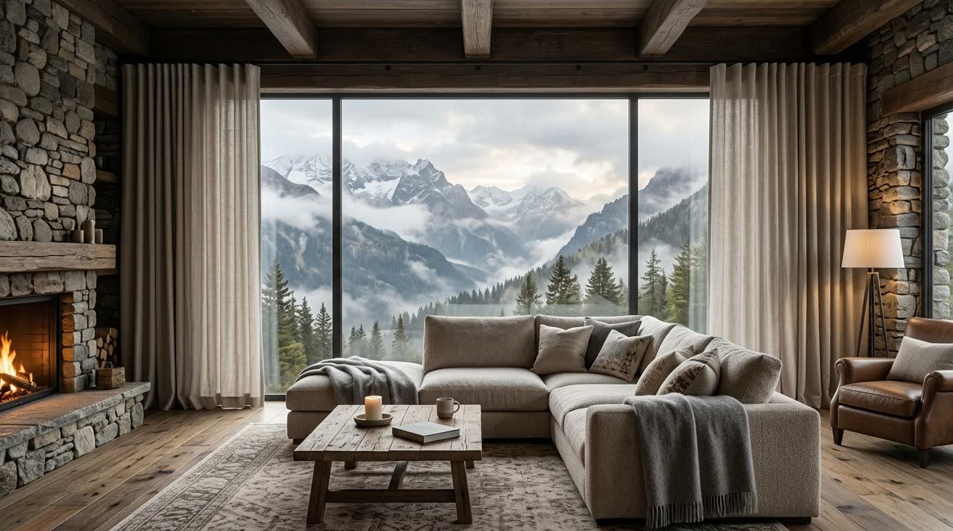 Mountain Lodge Lounge — Wave Curtains