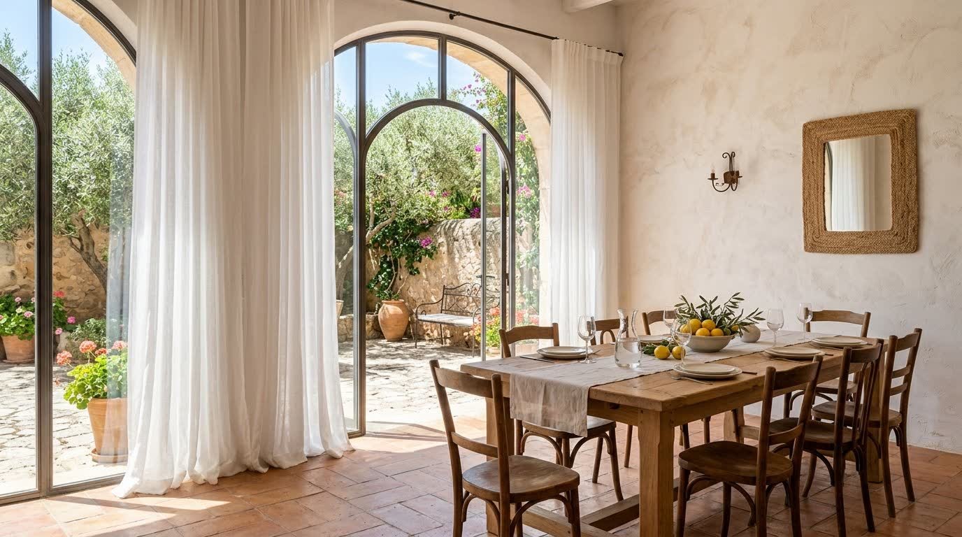 Mediterranean Villa Dining — Wave Curtains