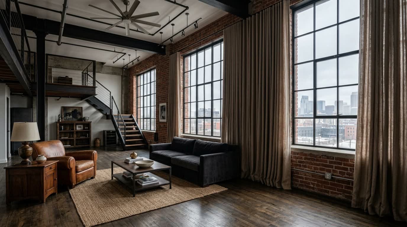 Industrial Loft Living — Wave Curtains