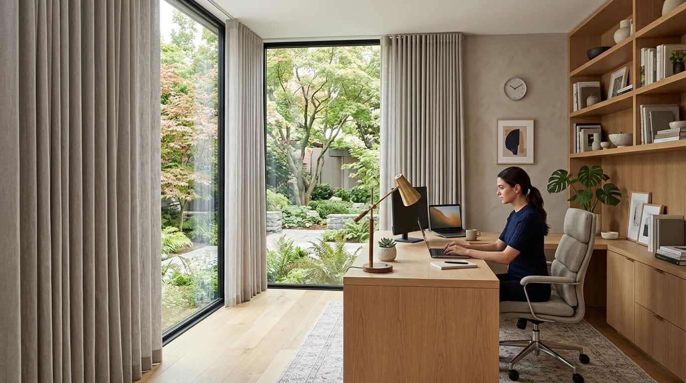 Modern Home Office — Wave Curtains
