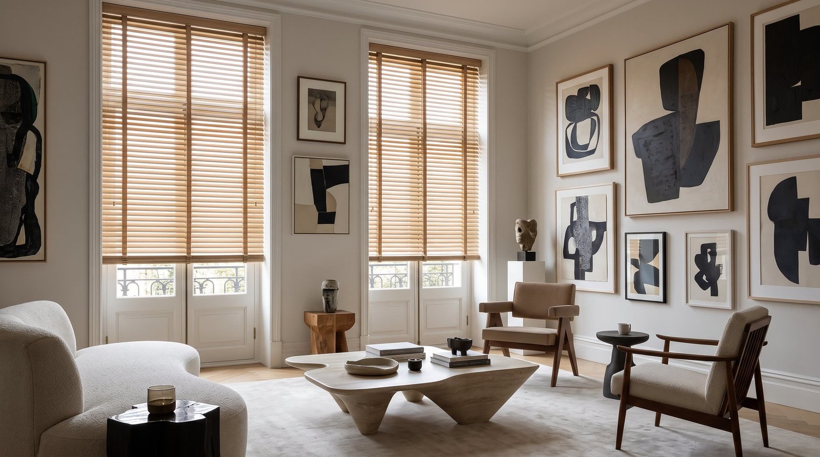 Art Collector’s Private Salon — Wood Venetian Blinds