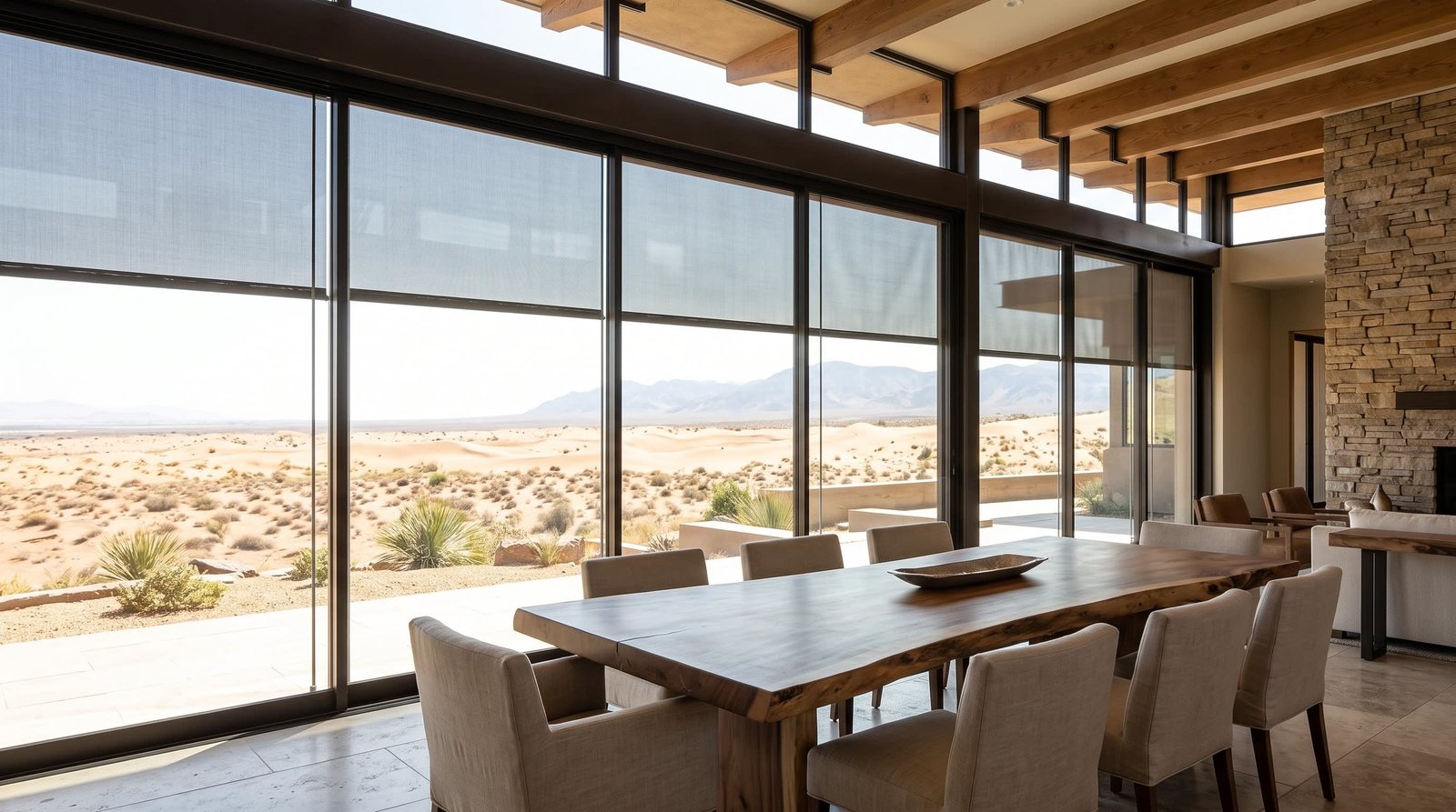 Desert Villa Dining Room — Zip Screen Blinds